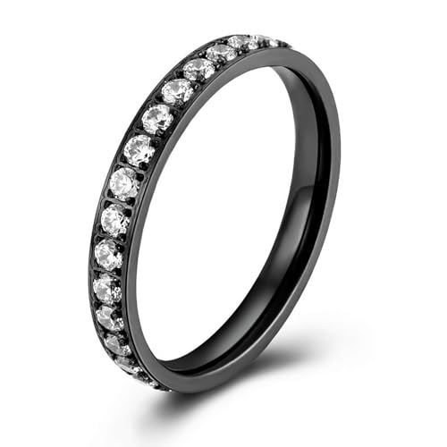 MYBaoDan Ringe für Damen Frauenring Titanium Stahl Mit Diamond Frauenring Schwanzring Frauengeschenk Eingelegt-9#-Schwarz von MYBaoDan