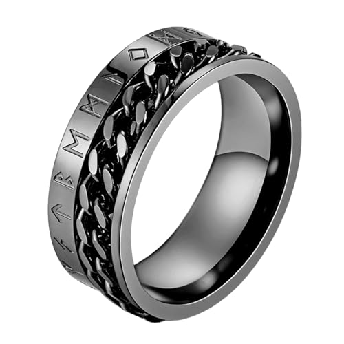 MYBaoDan Ringe für Damen Herren- Und Frauenkettenringe Können Gedreht Werden, Um Personalisierte Kulturelle Ringe Handschmuck Paare Geschenke-11#-Gold von MYBaoDan