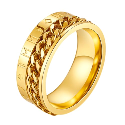 MYBaoDan Ringe für Damen Herren- Und Frauenkettenringe Können Gedreht Werden, Um Personalisierte Kulturelle Ringe Handschmuck Paare Geschenke-7#-Schwarz von MYBaoDan