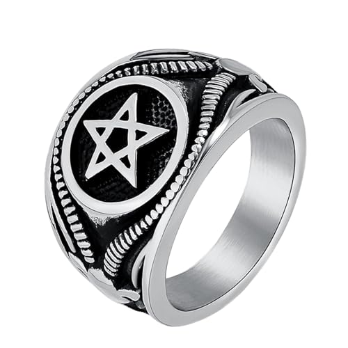 MYBaoDan Ringe für Damen Star Decoration Ring Herren Personalisierte Retro Edelstahlschmuck Geburtstagsgeschenk-13#-Gold Und Silber von MYBaoDan