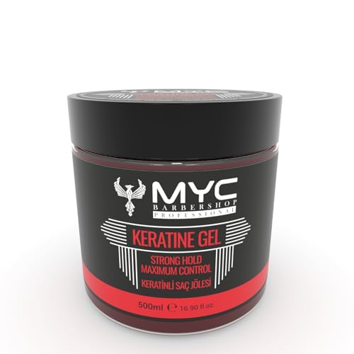 MYC BARBERSHOP – Keratin Haarstyling Gel mit Keratin – 500 ml – Starker Halt & maximale Kontrolle – Stylingqualität für Männer – Strong Hold Hair Gel for Men von MYC BARBERSHOP