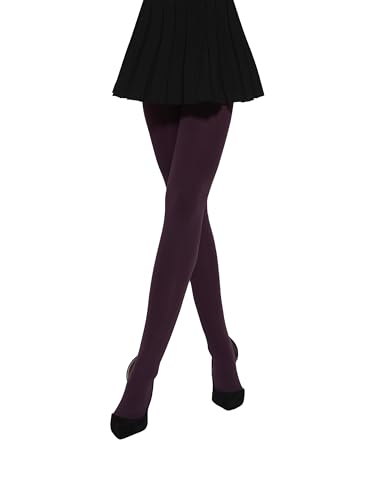 MYCHICLEGS - Blickdichte Damenstrumpfhose aus Microfaser, 60 DEN - Pflaumenviolett - XL von MYCHICLEGS