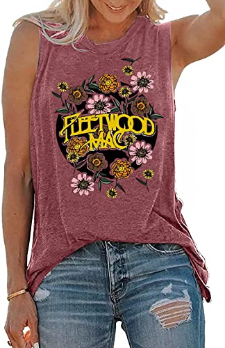 Vintage Rock Band Tank Top für Frauen Retro Grafik Rock Music Tees Sommer Ärmellos Konzertshirt Tops, Pink, Mittel von MYCHTE