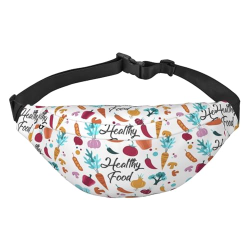 Healthy Food Universal-Gürteltasche für Damen und Herren, verstellbar, für Wandern, Reisen, Laufen, groß, wasserdicht, Crossbody-Tasche, Hüfttasche, Schwarz , Einheitsgröße von MYGANN