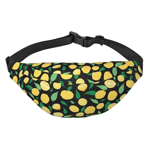 Lemon Fruit Universal-Gürteltasche für Damen und Herren, verstellbar, für Wandern, Reisen, Laufen, groß, wasserdicht, Crossbody-Tasche, Hüfttasche, Schwarz , Einheitsgröße von MYGANN