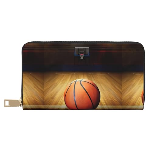 MYGANN Basketball Arena Unisex Lange Geldbörse aus Mikrofaser-Leder mit Metall-Reißverschluss für Büro, Reisen, Dating, Geschenke, weiß, Einheitsgröße von MYGANN