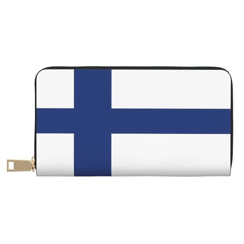MYGANN Lange Geldbörse mit finnischer Flagge, Mikrofaser-Leder, mit Metall-Reißverschluss, für Büro, Reisen, Dating, Geschenke, weiß, Einheitsgröße MYGANN Lange Geldbörse mit finnischer Flagge, Mikrofaser-Leder, mit Metall-Reißverschluss, für Büro, Reisen, Dating, Geschenke, weiß, Einheitsgröße von MYGANN