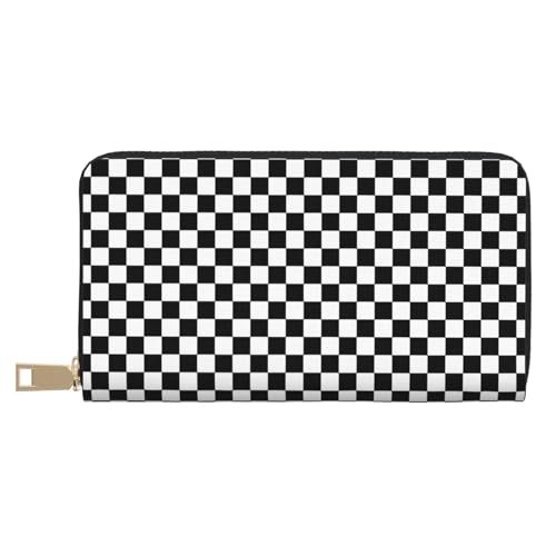 MYGANN Schwarz-weiß karierte Unisex-Geldbörse aus Mikrofaser-Leder mit Metall-Reißverschluss für Büro, Reisen, Dating-Geschenke, weiß, Einheitsgröße MYGANN Schwarz-weiß karierte Unisex-Geldbörse aus Mikrofaser-Leder mit Metall-Reißverschluss für Büro, Reisen, Dating-Geschenke, weiß, Einheitsgröße von MYGANN