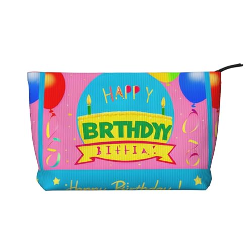 Make-up-Tasche "Happy Birthday", mit Reißverschluss, aus Kordsamt, multifunktionaler Organizer, 22 x 7 x 17 cm, für Reisen, Camping, Urlaub, Fitness, Schwarz , Einheitsgröße von MYGANN