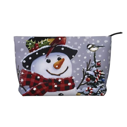 Make-up-Tasche mit Weihnachts-Schneemann, Reißverschluss, multifunktionaler Organizer, 22 x 7 x 17 cm, für Reisen, Camping, Urlaub, Fitness, Schwarz , Einheitsgröße von MYGANN