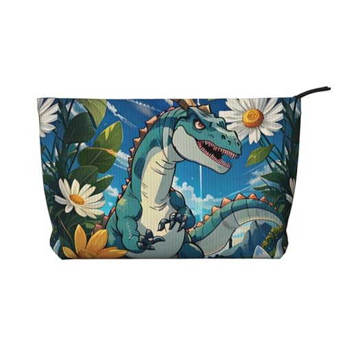 Make-up-Tasche mit süßem Dinosaurier-Reißverschluss, multifunktionaler Organizer, 22 x 7 x 17 cm, für Reisen, Camping, Urlaub, Fitness, Schwarz , Einheitsgröße von MYGANN