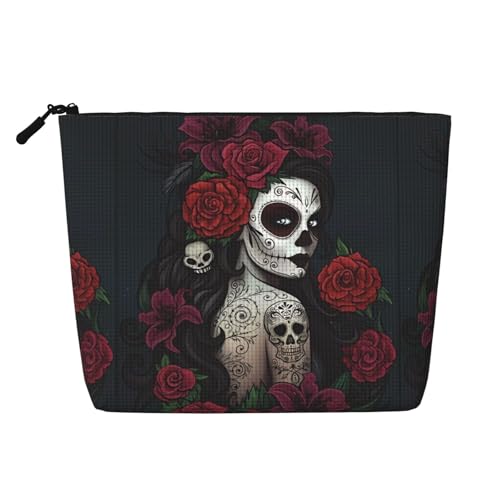 Skelett Damen wasserdichte große Kapazität mit Reißverschluss Reise Geschäftsreise Zuhause Multifunktionale Make-up-Tasche Aufbewahrungstasche Münzbörse, Schwarz , Einheitsgröße von MYGANN
