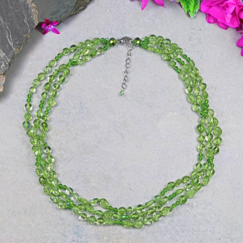 Grüne Kaskade Peridot Trio Halskette von MYGEMSROCK