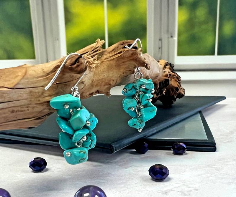 Mgr Sterling Silber Türkis Hand Verdrahtet Cluster Tropfen Ohrring. Kostenloser Versand/Inland Usa von MYGEMSROCK