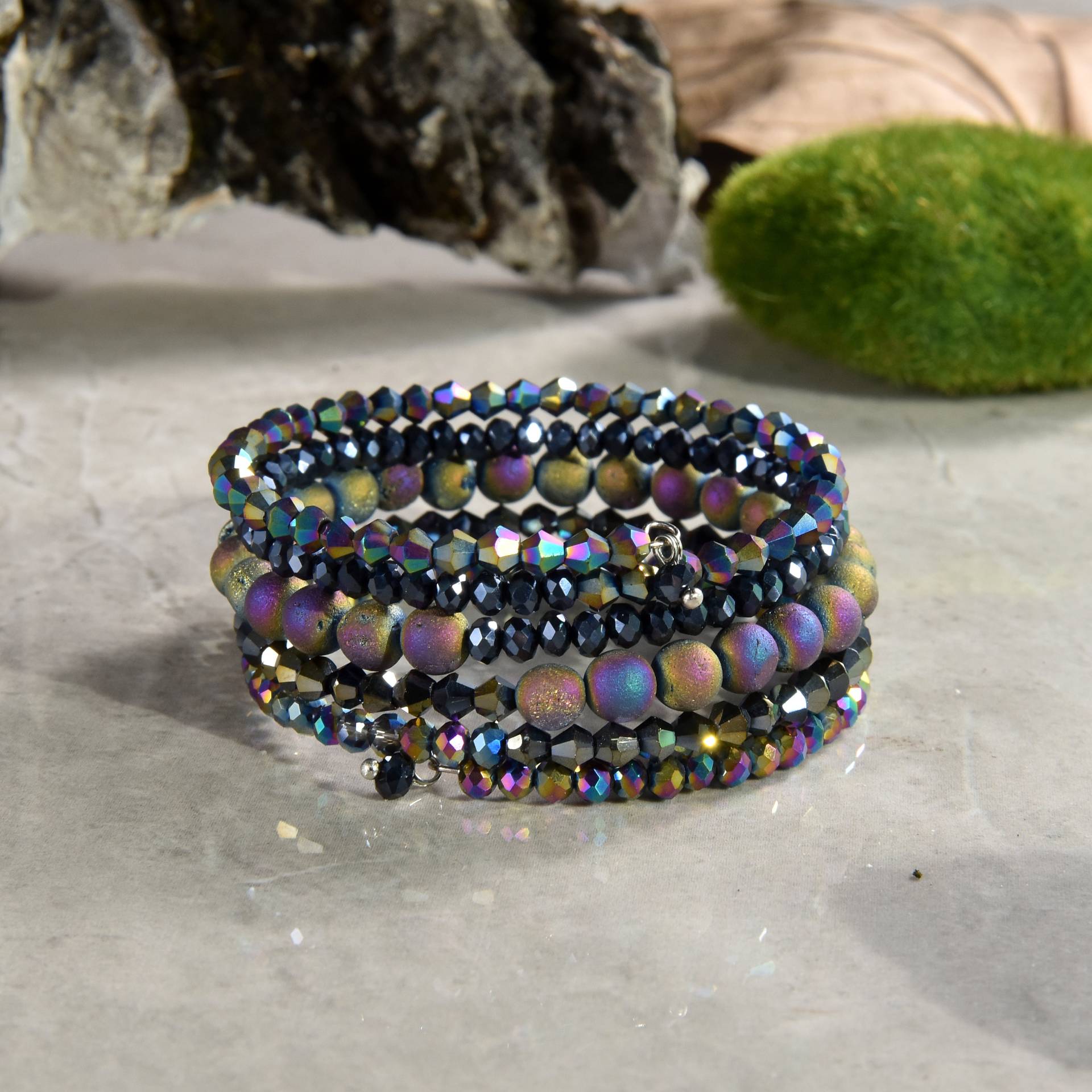 Multi-Stein Memory Wire Armband. Wickelarmband. Armband Im Boho-Stil. Edelstein Statement Slip-On Style von MYGEMSROCK