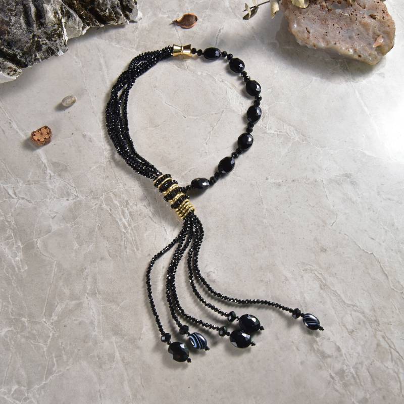 Multi-strand Kristall Quaste Lariat Halskette Mit Einem Magnetverschluss . Vintage Necklace.long Verstellbare Perlen Quaste von MYGEMSROCK