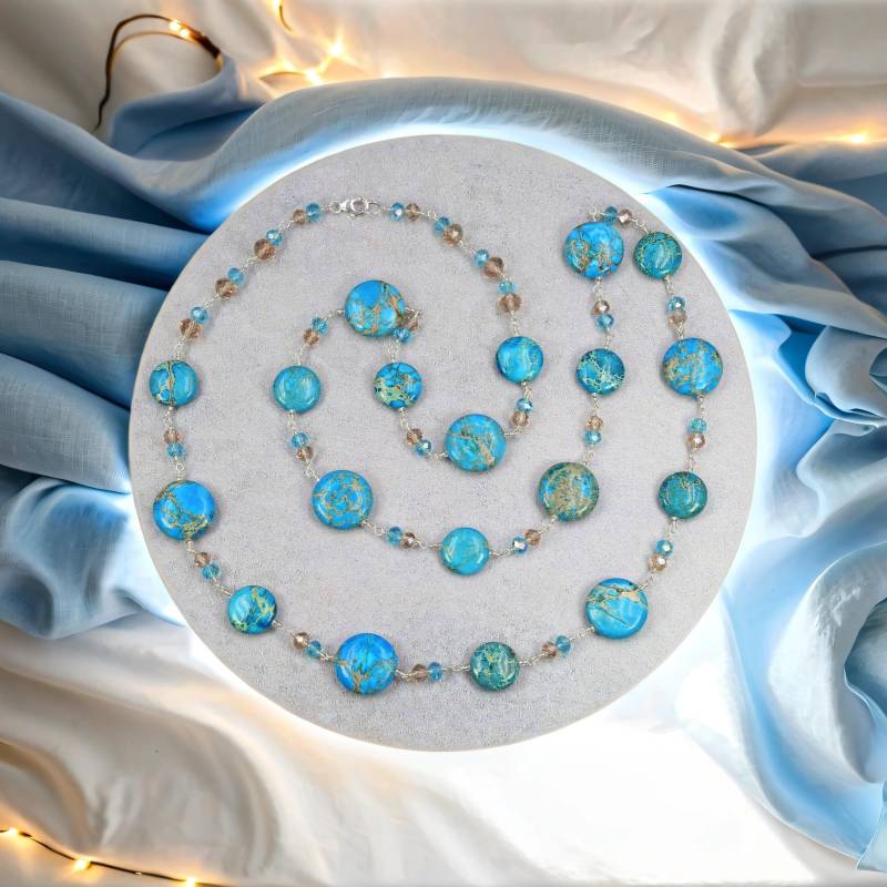 Perfekte Lange Wire Wrapping Terrakotta Jaspis Halskette von MYGEMSROCK