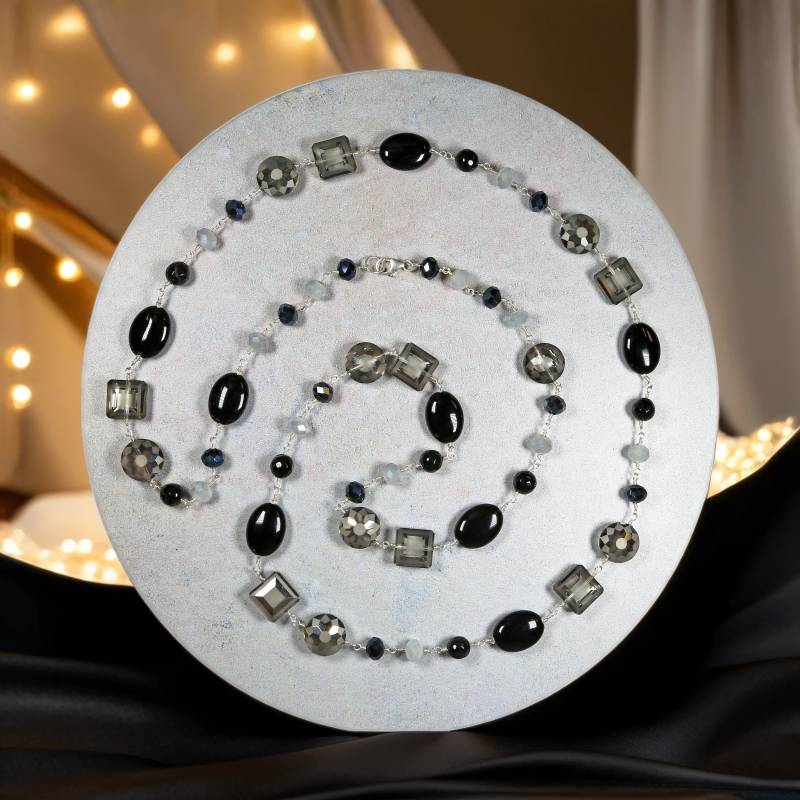 Rosenkranz Stil Perlen Kette Kristall Achat Einzelstrang Wire Wrapping Halskette von MYGEMSROCK