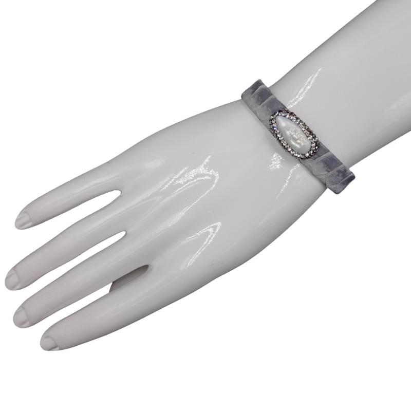 Schlangenhaut Flexible Armreif Manschette Armband Mit Münze Perle Druzy. Perlen-Charm-Armband. Bequemes Armband. Einheitsgröße von MYGEMSROCK