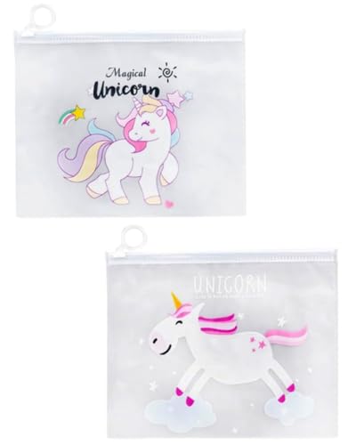 MYGLOAR 2er-Pack transparente Federmäppchen mit Einhorn-Motiv/Rosa Panther transparentes Federmäppchen aus Nylon, wasserdichtes Federmäppchen aus PVC mit Reißverschluss, transparentes Federmäppchen von MYGLOAR