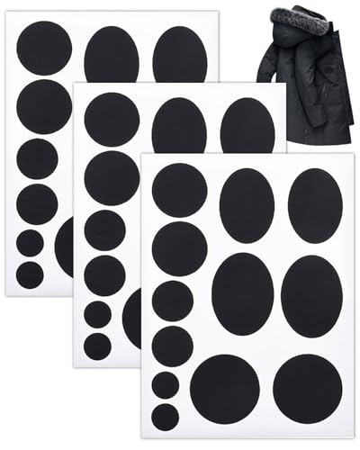 MYGLOAR 36 Flicken für Daunenjacken | Vorgeschnittene, selbstklebende, wasserdichte und reißfeste Flicken aus Polyestergewebe zum Reparieren von Löchern in Kleidung und Zelten (Schwarz) von MYGLOAR