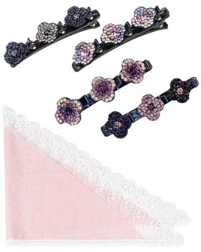 MYGLOAR 5PCS Haarspange mit funkelnden Kristallsteinen, für Flechtfrisuren, Strass-Haarspangen für Damen und Mädchen, elegante Haarstyling-Clips, gemischt für Frauen dick/dünn Haar von MYGLOAR