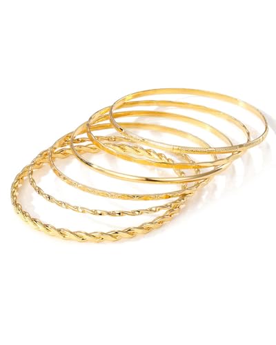 MYGLOAR 6er-Pack Boho-Damen-Armreifen, Armbänder, goldene Armbänder, verstellbare stapelbare Kettenarmbänder, stilvolle mehrlagige Armbänder für Frauen und Mädchen, Schmuckgeschenke von MYGLOAR