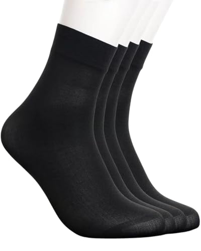 MYGLOAR Herren Socken mit Ferse - 4 Paar Sommer Socken Atmungsaktiv & Geruchshemmend - Weicher Bund (Schwarz), klassisches Schwarz, Einheitsgröße 38–44 von MYGLOAR
