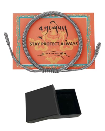 MYGLOAR Rotes Armband, Kabbalah rotes Stoffarmband, Babyschutz, Kinder, Männer, Frauen, handgemachtes rotes tibetisches Glücksarmband, buddhistisches Glücksarmband, gewebtes Armband (grau) von MYGLOAR