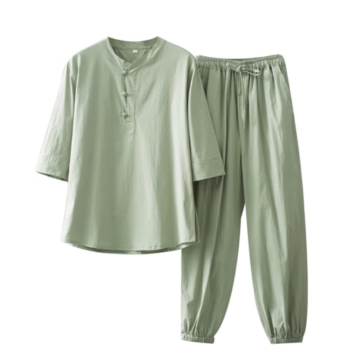 MYIESAXL Lockerer Kampfsport-Anzug – Damen Tang-Anzug Kung-Fu-Uniformen, Baumwoll-Leinen-Tai-Chi-Uniform, Langärmelige Hosen, Mantel, Oberteile, Qigong-Kleidung von MYIESAXL