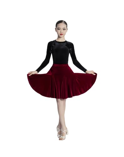 MYIESAXL Mädchen Latein Tanzkleider Samt Tango Gesellschaftstanz Wettkampfkleid Rock Salsa Tango Latein Tanzkleid, Modernes Tanzkleid von MYIESAXL