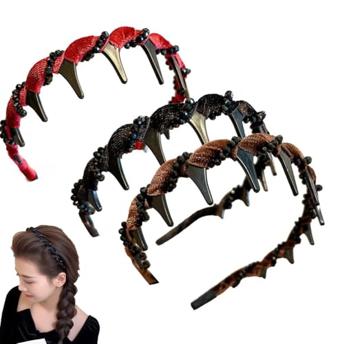 3er-Pack Vintage High Cranium Künstliche Perlenhaarband 2025 Neue Perlenstirnbänder for Frauen und Mädchen Haarschmuck Geschenk(3pcs-a) von MYIHUIHUI