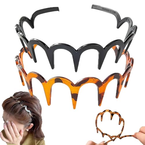 U-förmige modische Zahn-Haarkamm-Stirnbänder mit hohem Schädelkopf for Damen, wendbar, for Haare, Zubehör(2pcs-c) von MYIHUIHUI