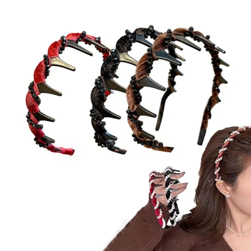 Vintage High Cranium Künstliches Perlenhaarband 2025 Neue Perlenhaarbänder High Cranium Stirnband for Frauen und Mädchen(3pcs-a) von MYIHUIHUI