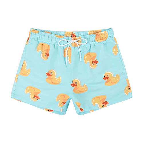 MYJAJAYI Herren-Badeshorts, kurze Badehose für Herren, 7,6 cm, schnell trocknend, Badeanzüge, Blaue Ente, L von MYJAJAYI