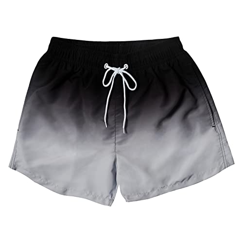 MYJAJAYI Herren Badeshorts, schnell trocknend, kurze Badehose, lustige Badeanzüge, 7,6 cm, Schwarz Grau, XXL von MYJAJAYI