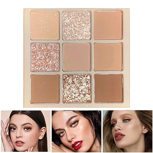 Lidschattenpalette Neutral | Hochpigmentiertes Beauty-Make-up-Set mit 9 Farben,Professionelles Beauty-Augen-Make-up-Set – Pigment-Lidschatten-Palette mit lebendigen Farben, Schattierungen, Kot- von MYJIO