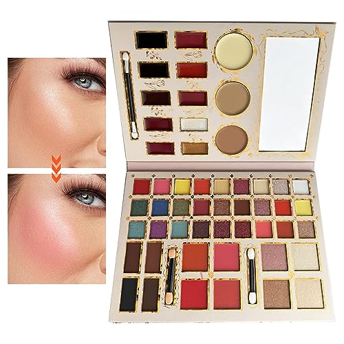 Make-up-Lidschatten-Paletten-Set - Lidschatten-Paletten-Set für Damen | Professionelles, leicht zu verblendendes, hochpigmentiertes Make-up-Set mit Spiegel, Lidschattenpalette und Pinselset Kot- von MYJIO