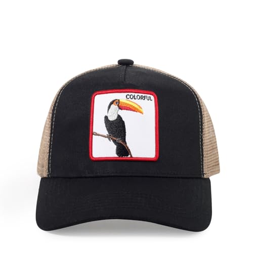 Cartoon Animal Embroidered Mesh Cap Patch Embroidered Baseball Cap Versatile Sun Visor for Men and Women., tukan, M von MYJO