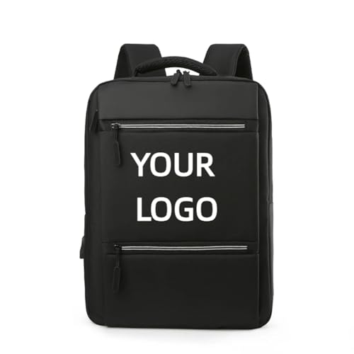 Benutzerdefinierte Rucksack mit Ihrem Logo Junge und Mädchen Schultasche Business Travel Laptop Tasche Personalisierte Print DIY Foto Name Black,42×31×11cm von MYKDMCL