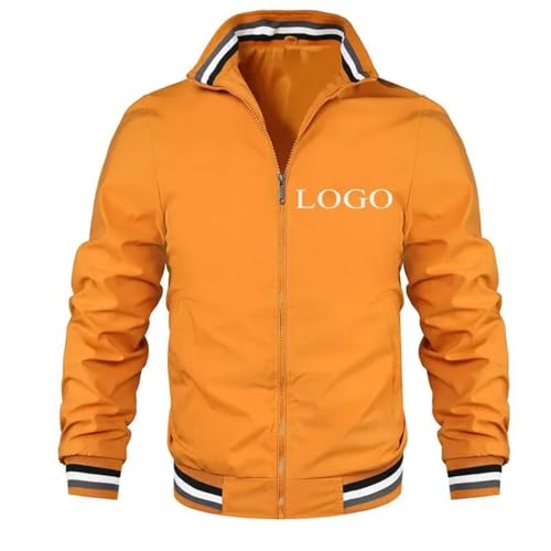 MYKDMCL Personalisierte Männer Casual Sport Jacke Ihr Eigenes Design Logo/Bild Benutzerdefinierte Modische Stand Kragen Reißverschluss Jacke Color1,XL von MYKDMCL