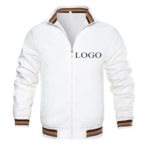 MYKDMCL Personalisierte Männer Casual Sport Jacke Ihr Eigenes Design Logo/Bild Benutzerdefinierte Modische Stand Kragen Reißverschluss Jacke Color5,XL von MYKDMCL