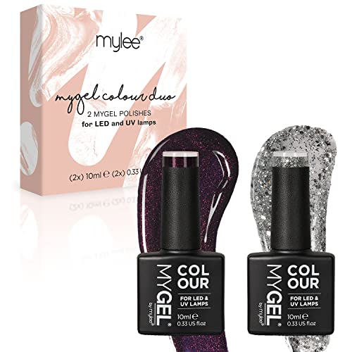 MyGel von MYLEE Christmas Glitter Duo Gel-Nagellack Set 2x10ml UV/LED Nail Art Maniküre Pediküre für den Professionellen Einsatz im Wohnzimmer und zu Hause - Langlebig und Einfach Anzuwenden von MYLEE