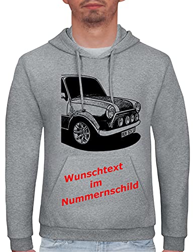 Herren Hoodie Mini Cooper Motiv mit Wunschtext (Grau, M) von MYLEZ