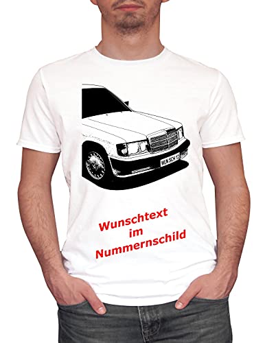 Herren T-Shirt 190 W201 Motiv mit Wunschtext (Weiss, L) von MYLEZ