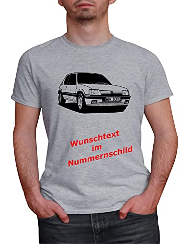 Herren T-Shirt 205 GTI mit Wunschtext (Grau, 2XL) von MYLEZ