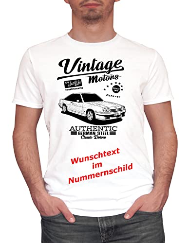 Herren T-Shirt Manta B Vintage mit Wunschtext (Weiss, L) von MYLEZ