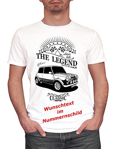 Herren T-Shirt Mini Cooper Classic mit Wunschtext (Weiss, S) von MYLEZ