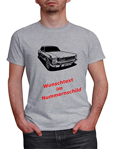 Herren T-Shirt Mustang mit Wunschtext (Grau, 2XL) von MYLEZ