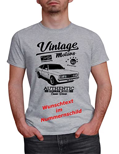 Herren T-Shirt Taunus Coupe Vintage mit Wunschtext (Grau, XL) von MYLEZ